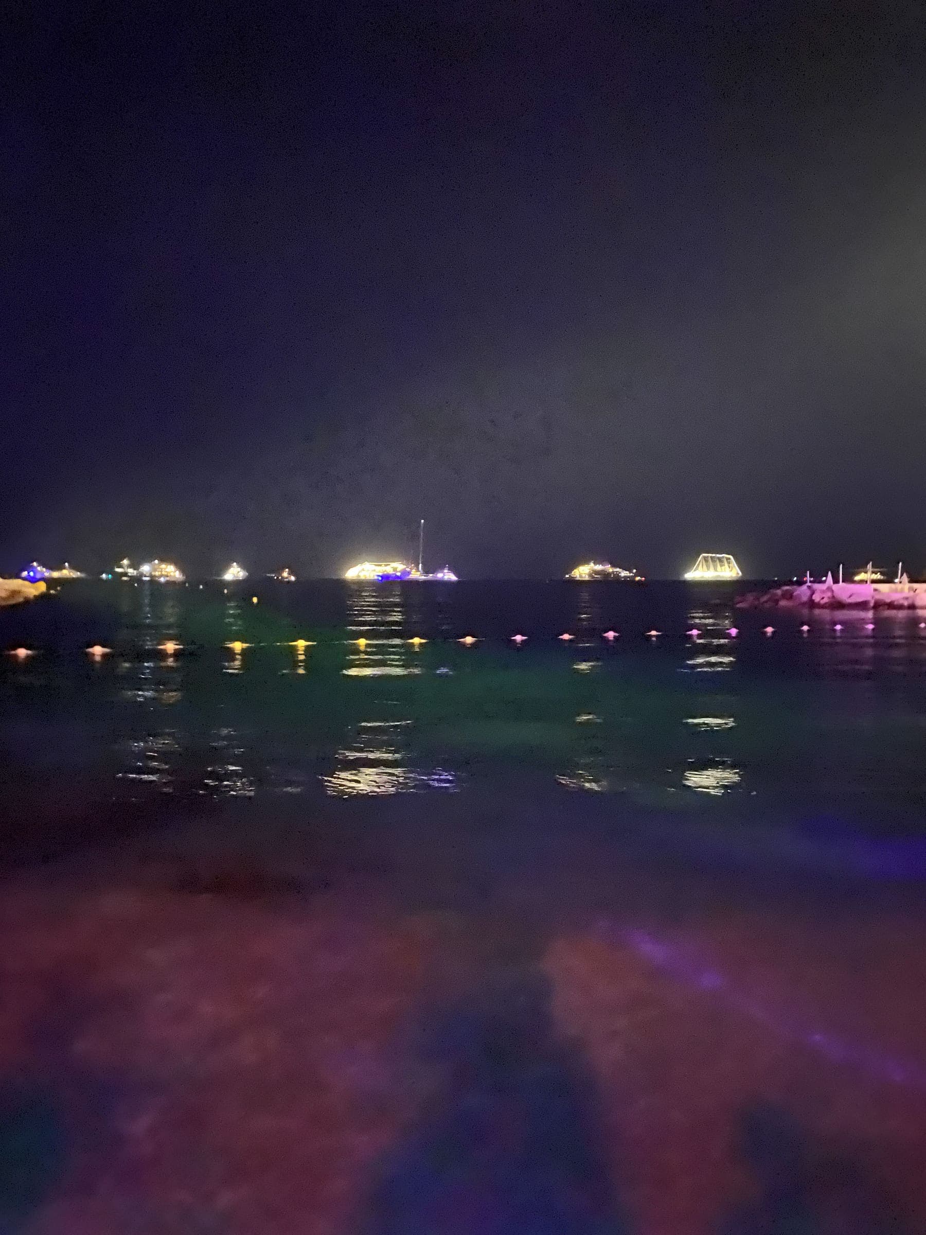 Lights on the water off Monaco at night
