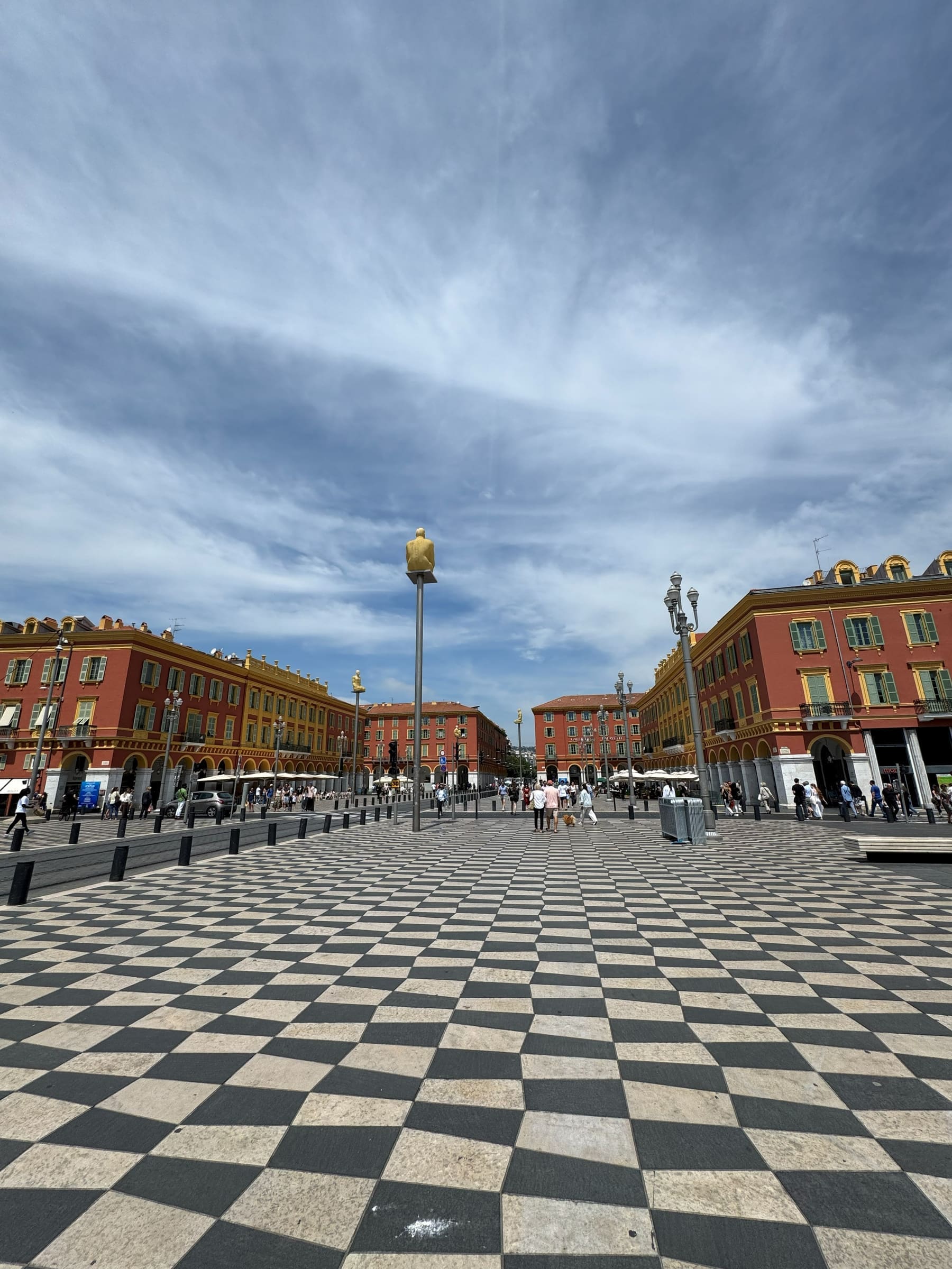 Place Masséna under a soft sky